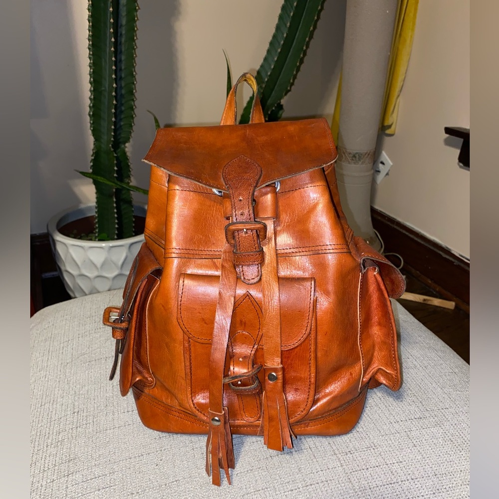 Rustic Authentic Leather BackPack Made Out of Goat Skin